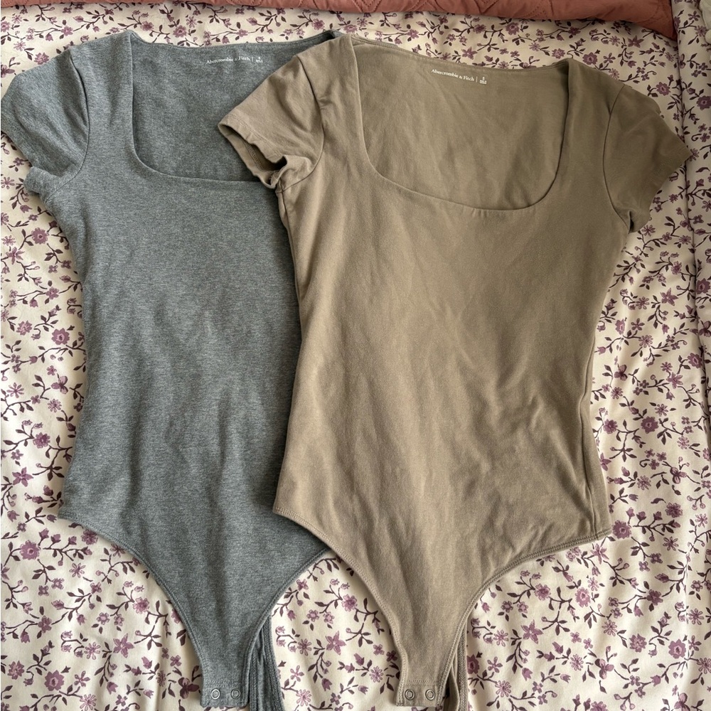 Abercrombie & Fitch Tan and Gray bodysuits